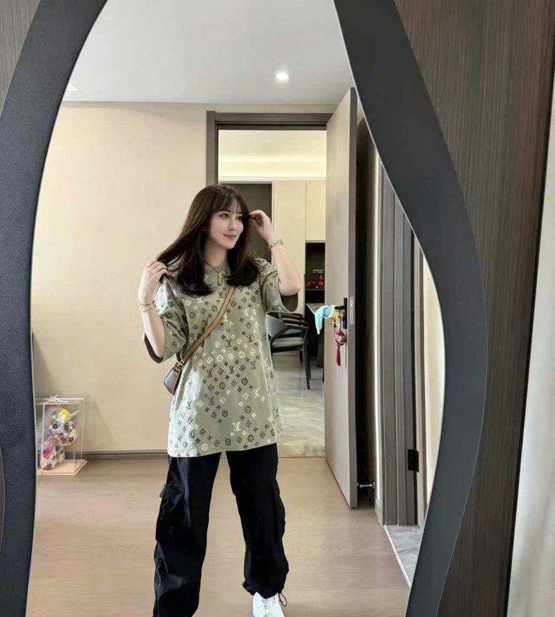 Louis Vuitton Monogram Print Oversized T-Shirt Sage Green view