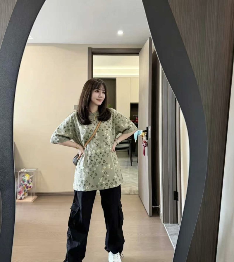 Louis Vuitton Monogram Print Oversized T-Shirt Sage Green view