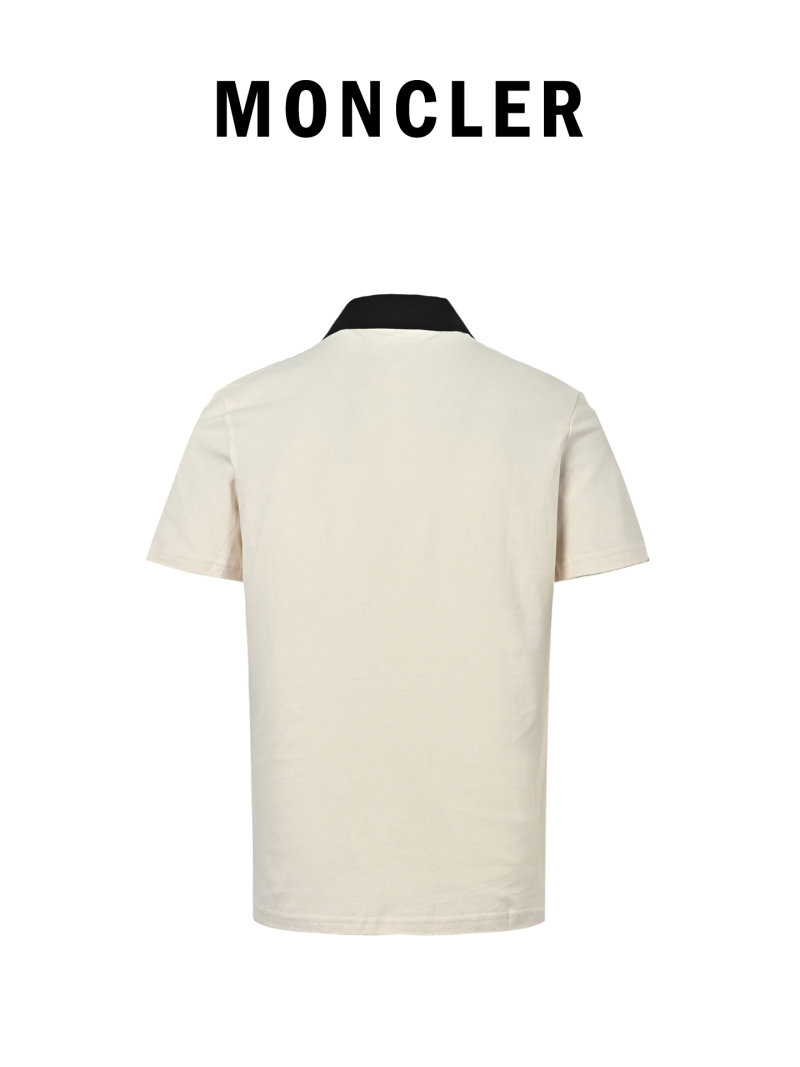 Moncler White Polo Shirt with Black Collar view