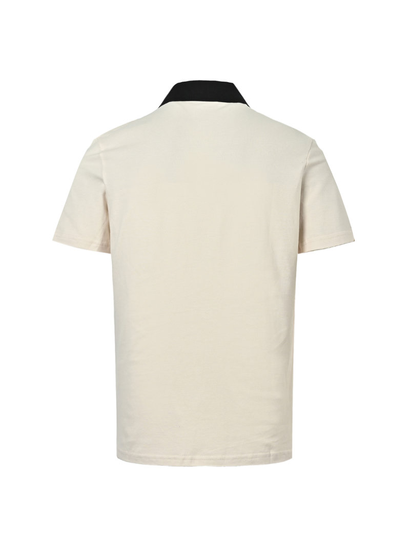 Moncler White Polo Shirt with Black Collar view