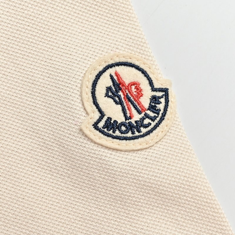 Moncler White Polo Shirt with Black Collar view