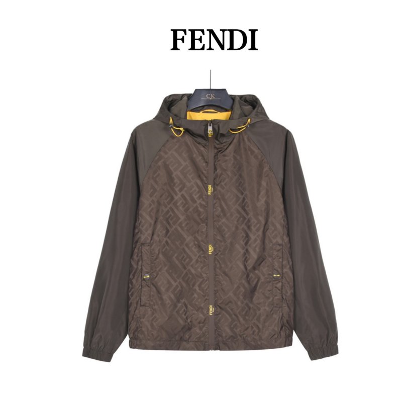 Fendi Monogram Windbreaker Jacket Brown