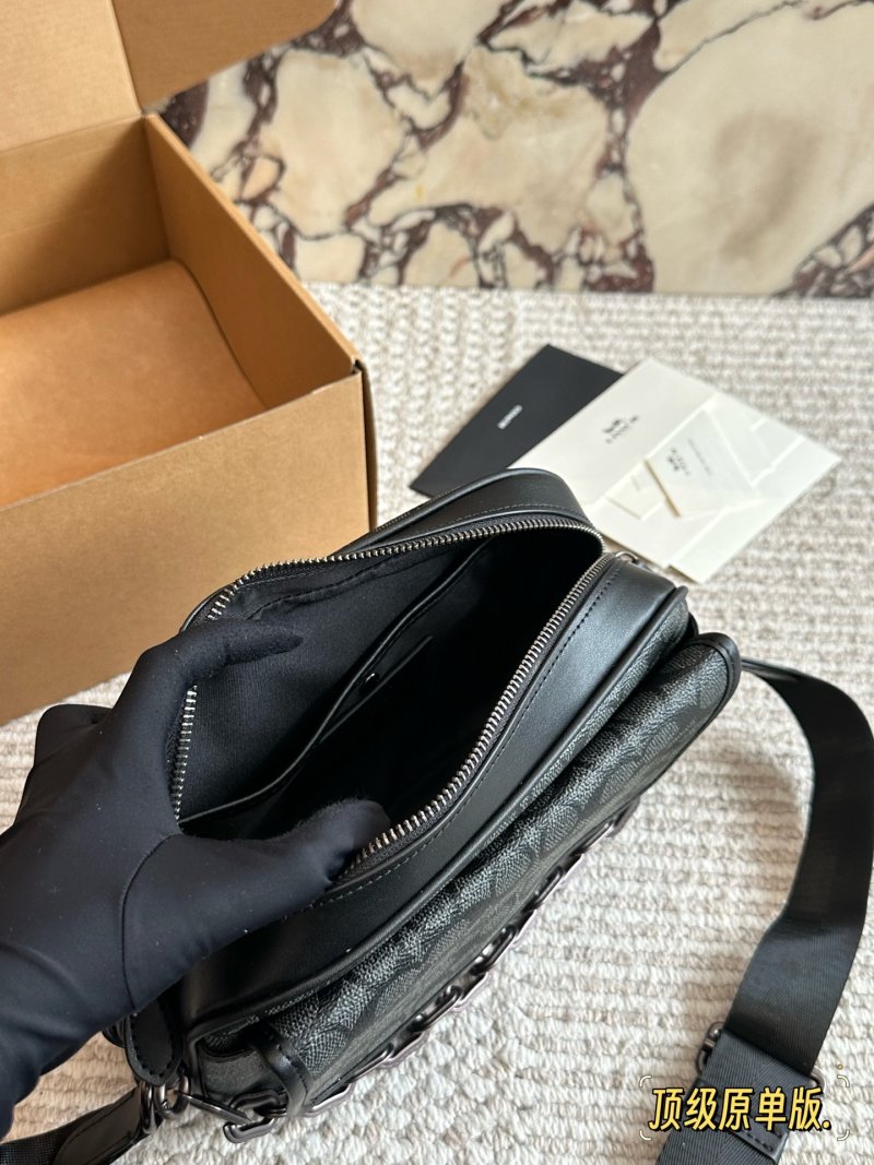 Coach Black Monogram Camera Crossbody Bag view