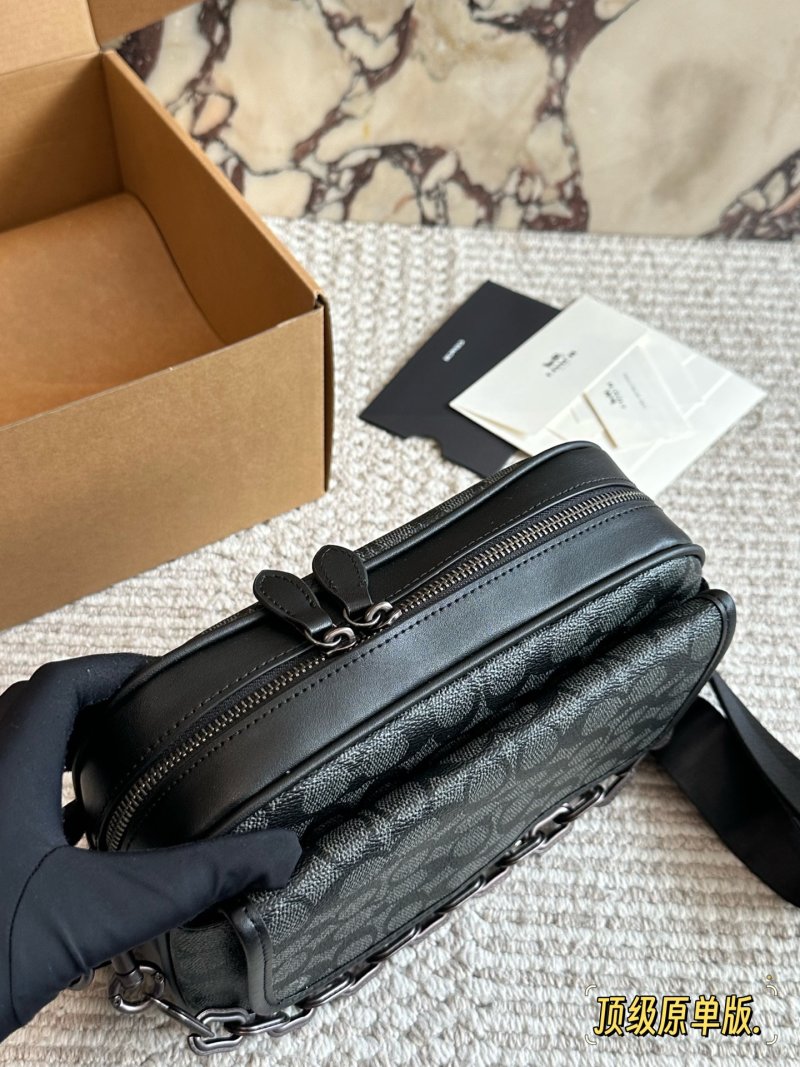 Coach Black Monogram Camera Crossbody Bag view
