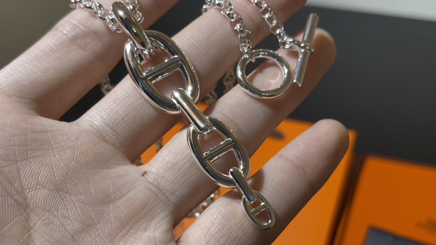 Hermès Chaine d'Ancre Silver-Tone Link Necklace