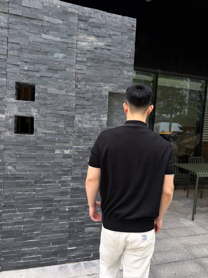 Black Polo Shirt with White Tipping view