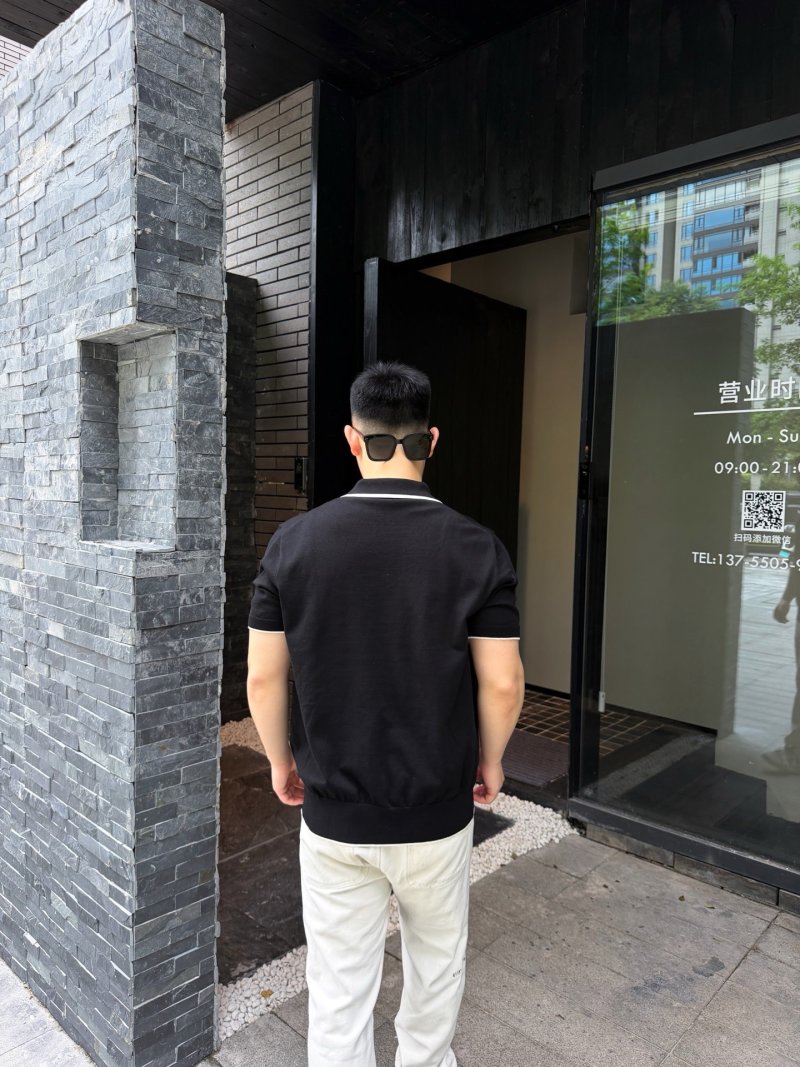 Black Polo Shirt with White Tipping view
