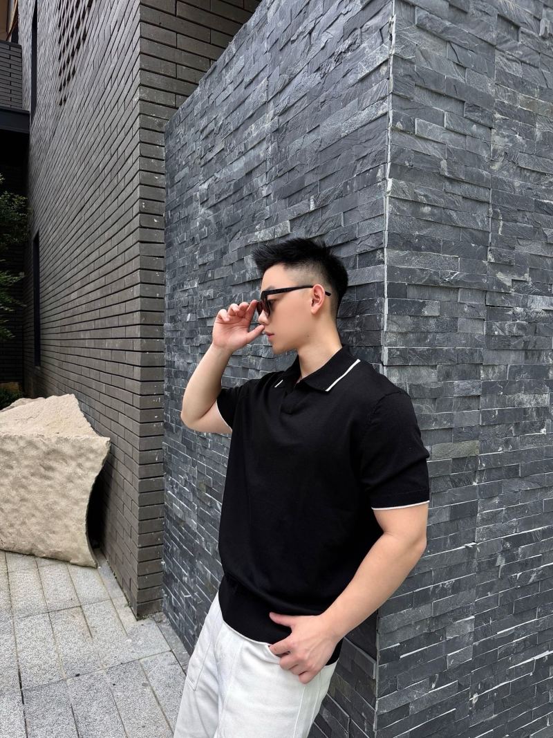 Black Polo Shirt with White Tipping view