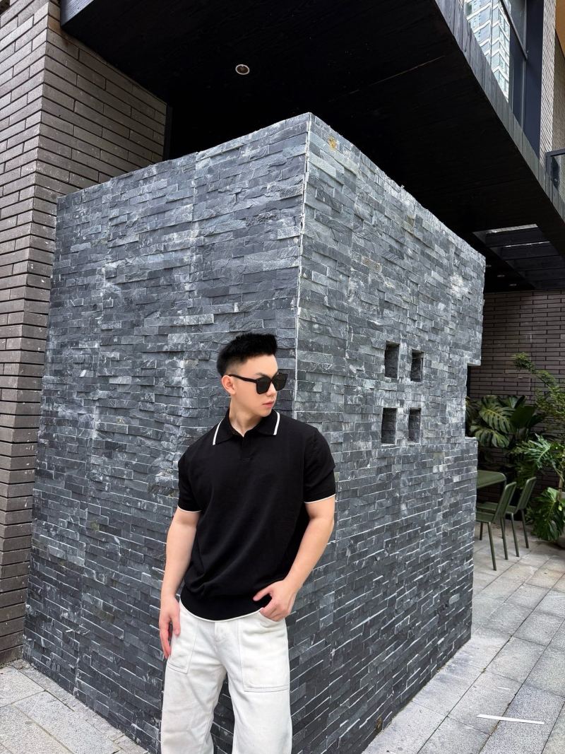 Black Polo Shirt with White Tipping view