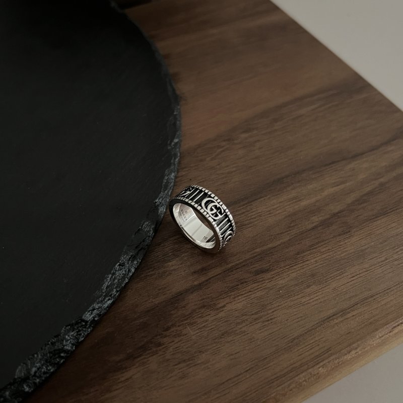 Gucci Double G Stripe Vintage Silver Ring