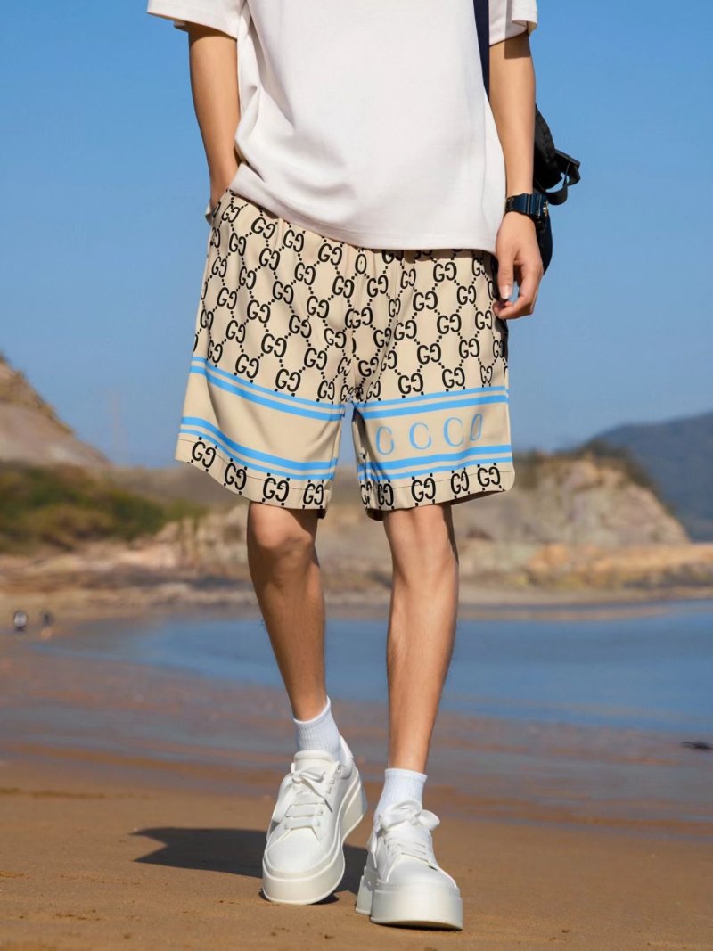 Gucci GG Monogram Shorts Cream Blue Stripe view