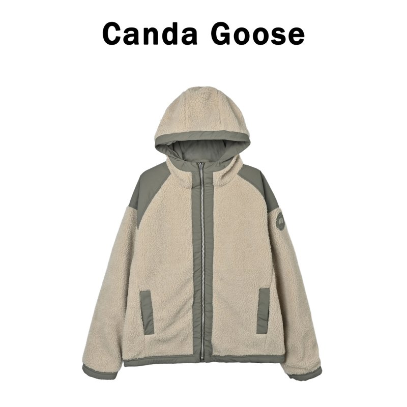 Cream & Grey Sherpa Fleece Zip Hoodie Jacket view