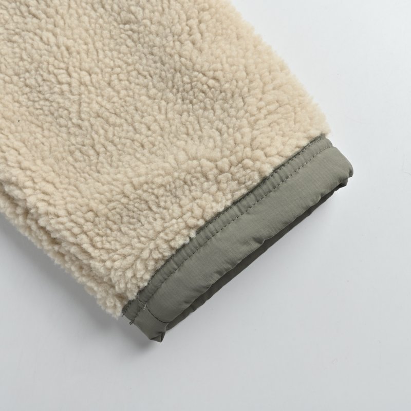 Cream & Grey Sherpa Fleece Zip Hoodie Jacket view