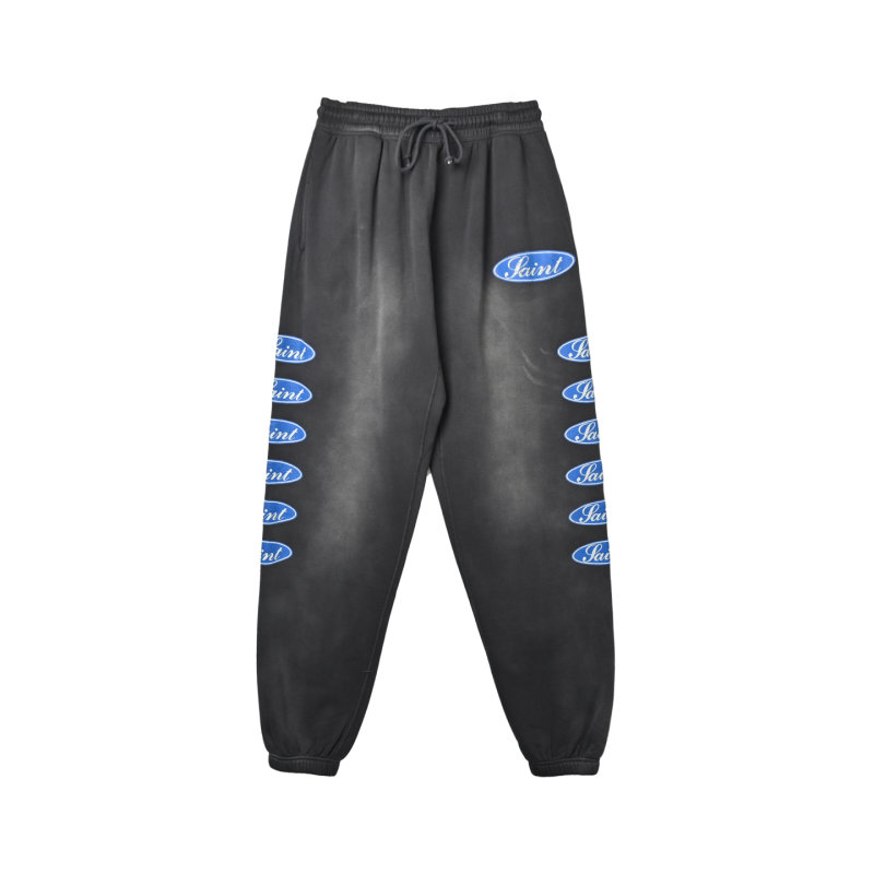 Black Denim Jeans with Blue Logo Stripe Print view
