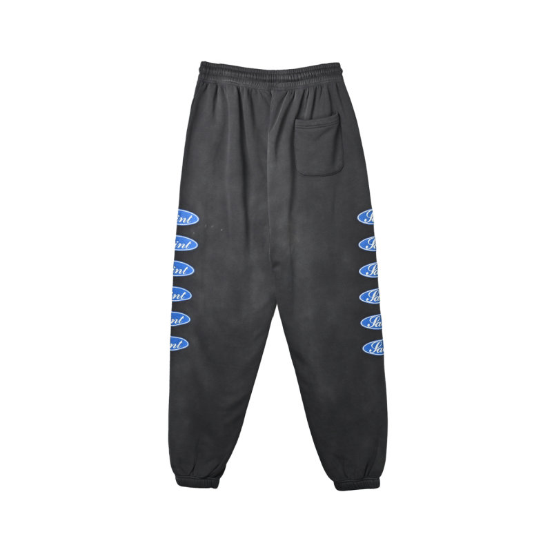 Black Denim Jeans with Blue Logo Stripe Print view