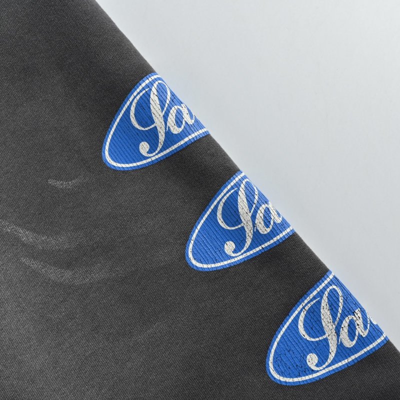 Black Denim Jeans with Blue Logo Stripe Print view