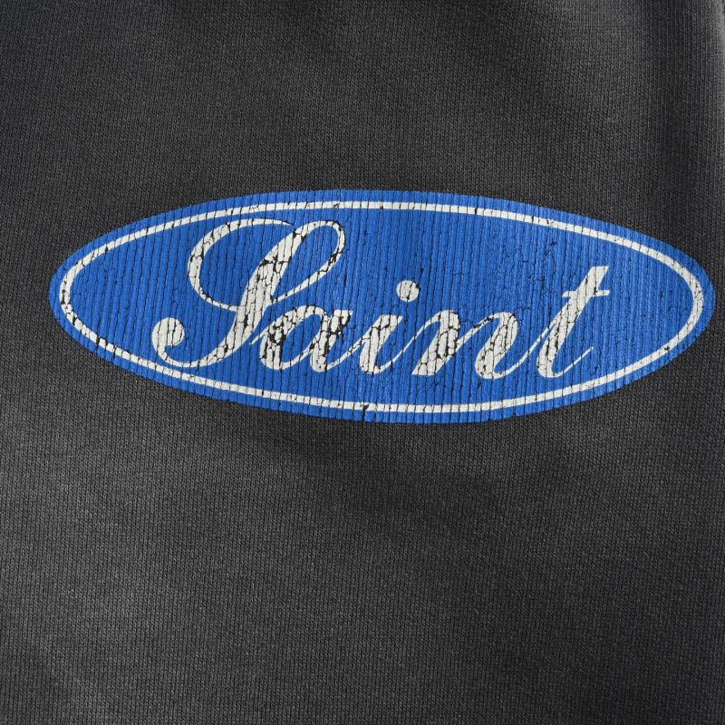 Black Denim Jeans with Blue Logo Stripe Print view