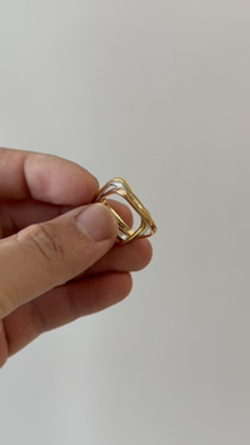Gold & Silver Two-Tone Geometric Ring