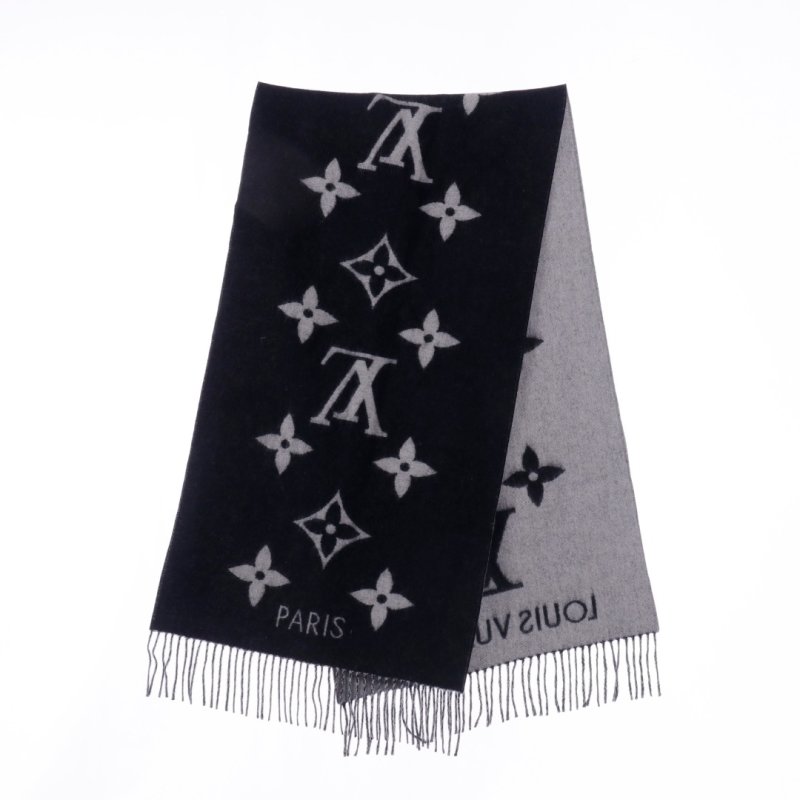 Louis Vuitton LV Monogram Cashmere Fringe Scarf Black view