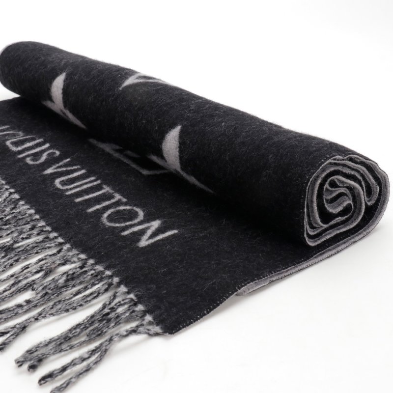 Louis Vuitton LV Monogram Cashmere Fringe Scarf Black view