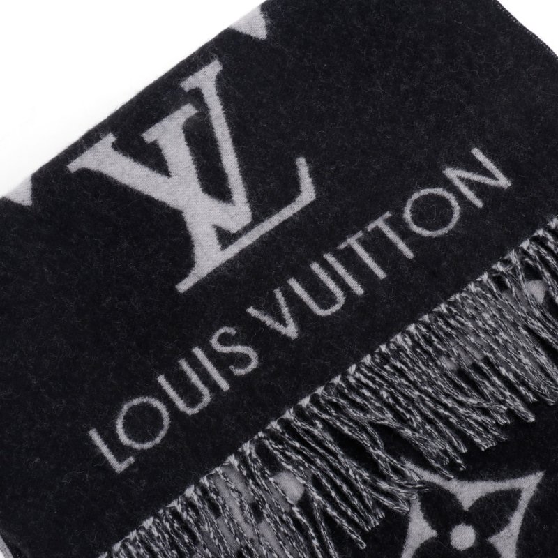 Louis Vuitton LV Monogram Cashmere Fringe Scarf Black view