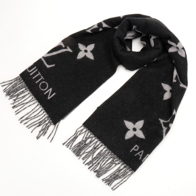 Louis Vuitton LV Monogram Cashmere Fringe Scarf Black view
