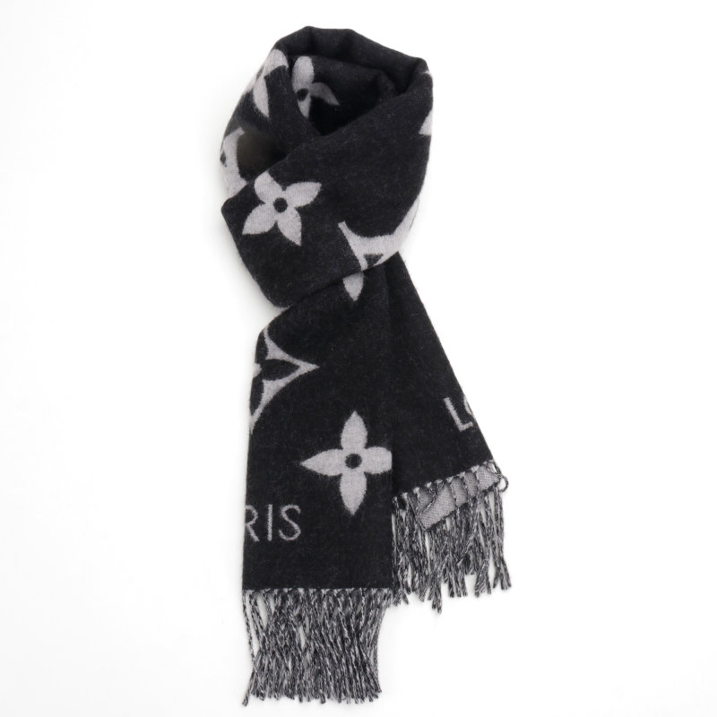 Louis Vuitton LV Monogram Cashmere Fringe Scarf Black view