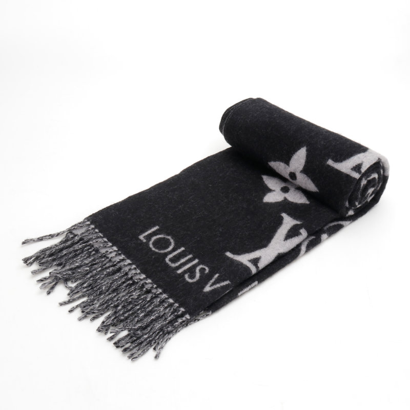 Louis Vuitton LV Monogram Cashmere Fringe Scarf Black view