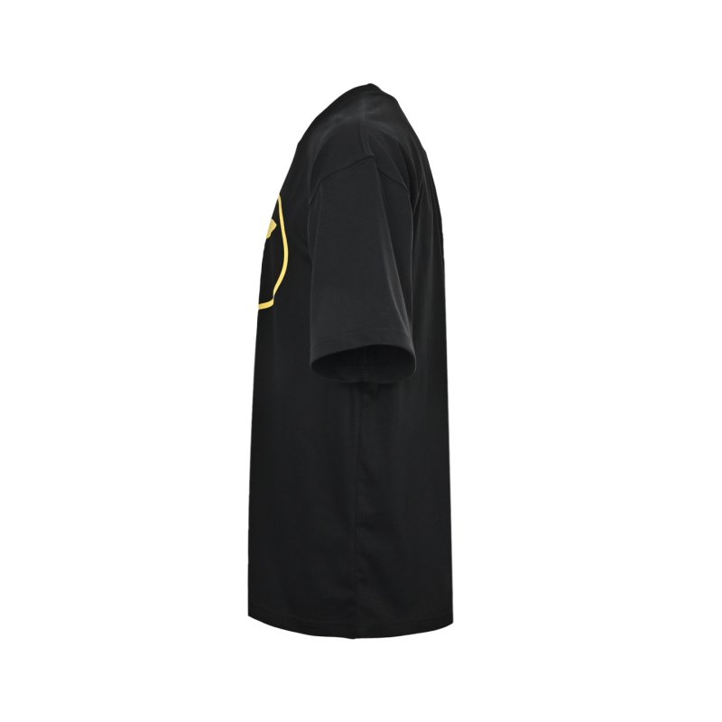 Black Short Sleeve T-Shirt with Gold Leaf Logo Print view