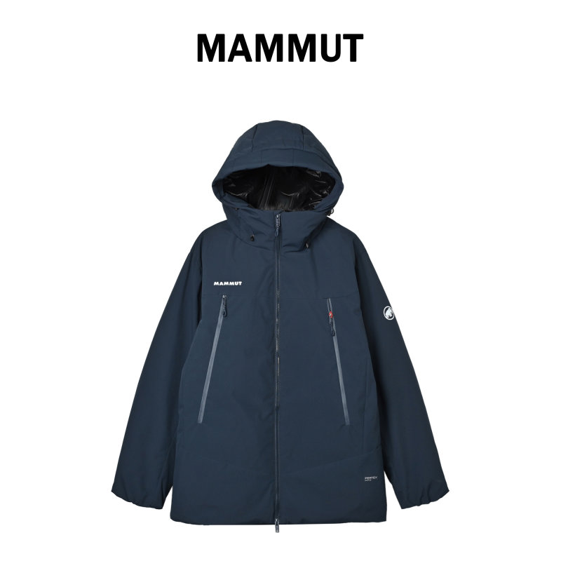 Moncler Navy Down Puffer Jacket with Orange Trim view