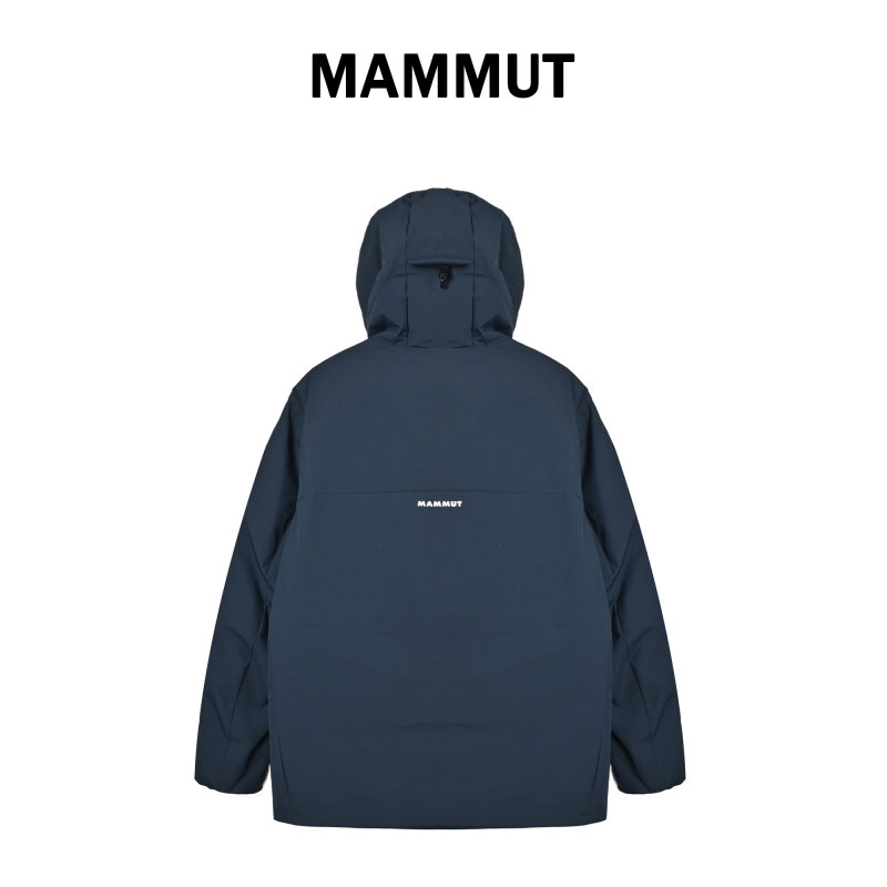 Moncler Navy Down Puffer Jacket with Orange Trim view