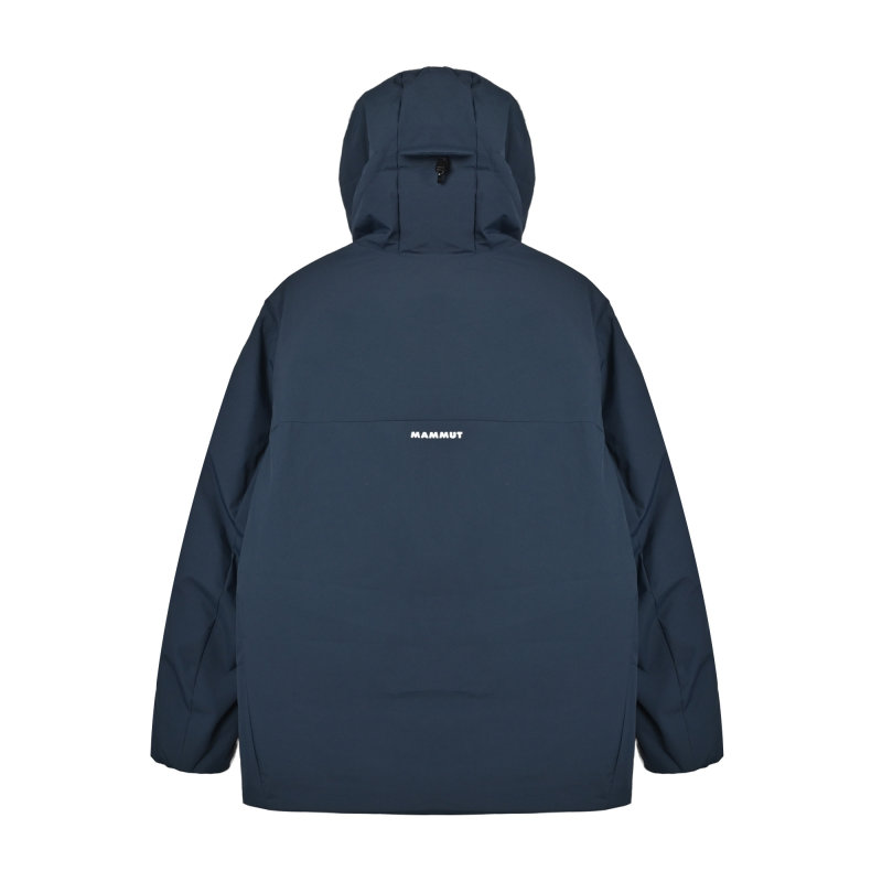 Moncler Navy Down Puffer Jacket with Orange Trim view