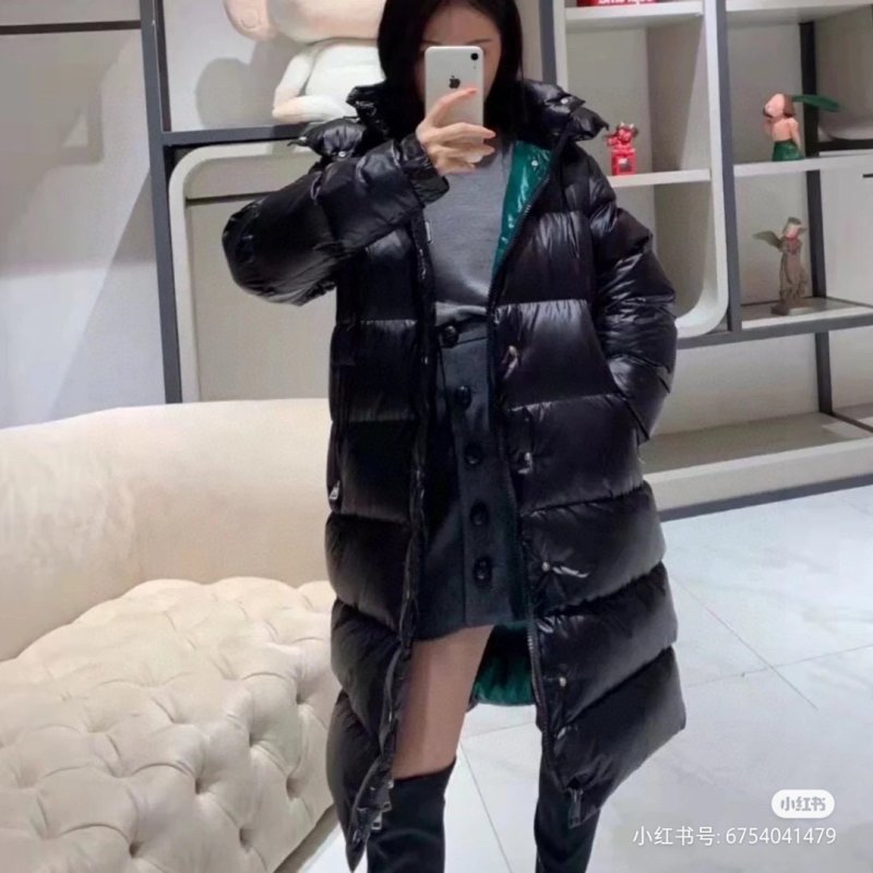 Black Puffy Long Down Jacket with Belt