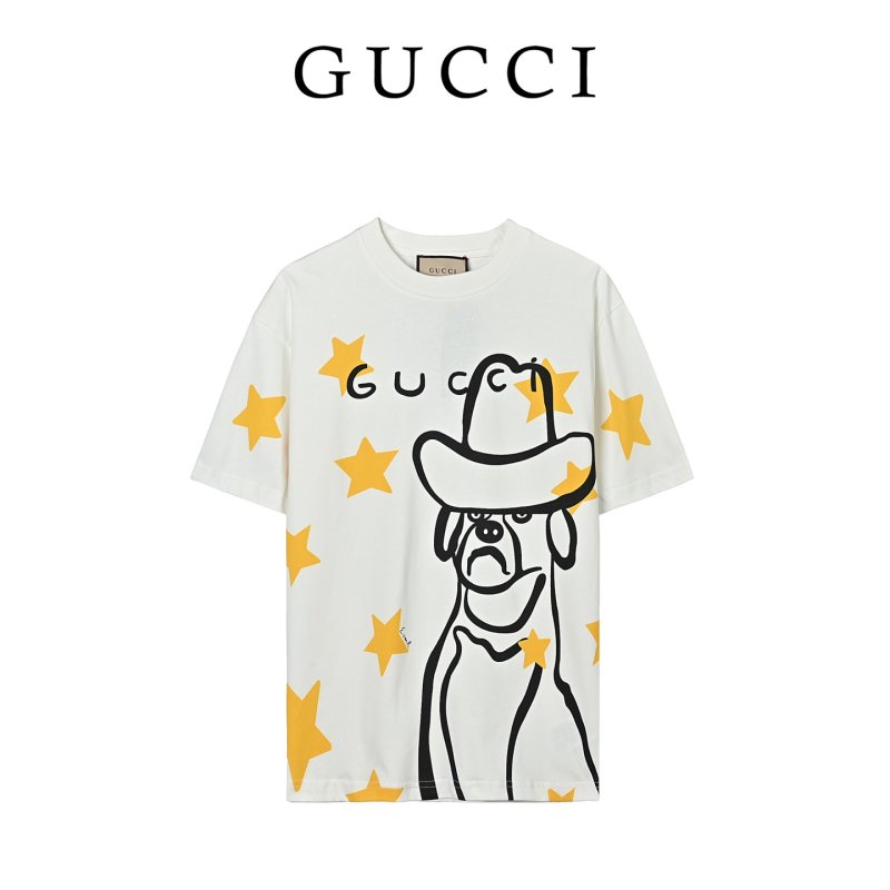 Gucci Star Cartoon Character White T-Shirt view