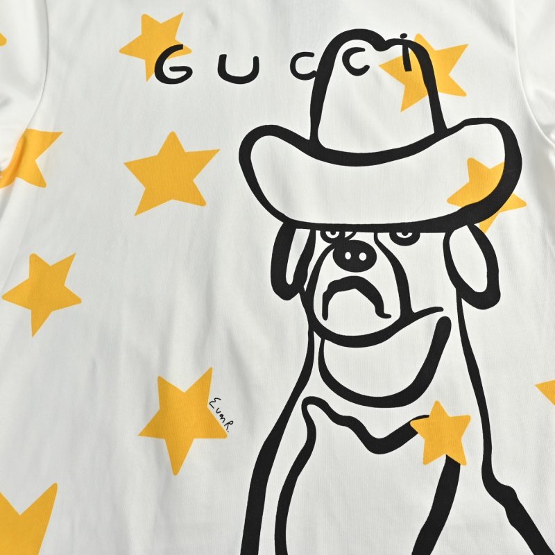Gucci Star Cartoon Character White T-Shirt view