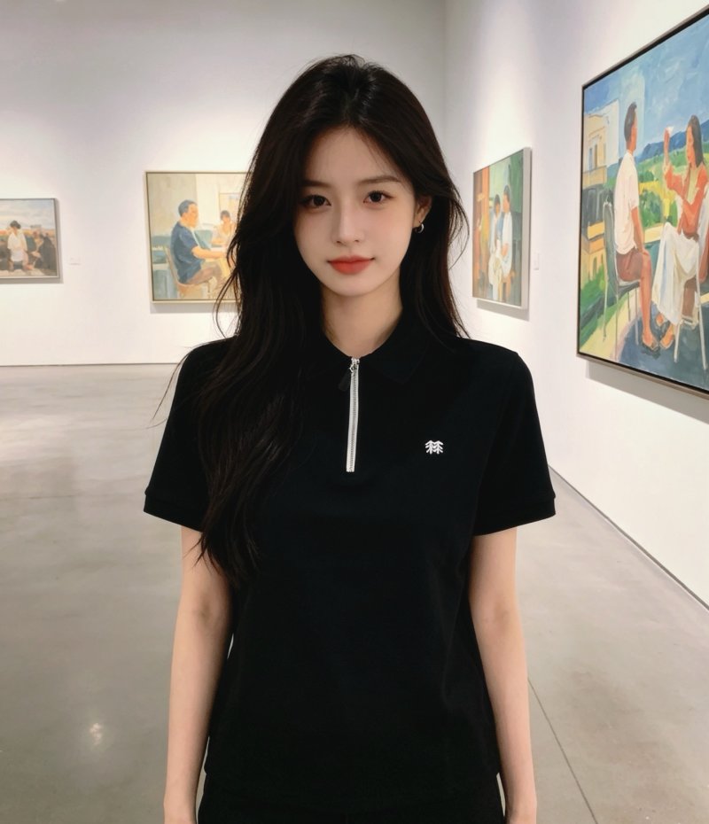 Black Short Sleeve Zip T-Shirt