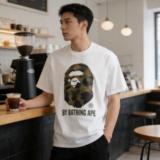 A Bathing Ape Camo Head White T-Shirt view 4