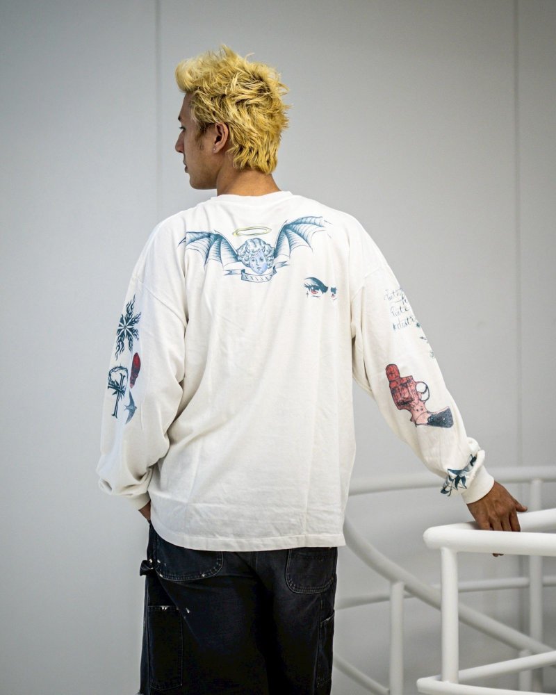 Vintage Angel Wings White Long Sleeve Graphic Tee view