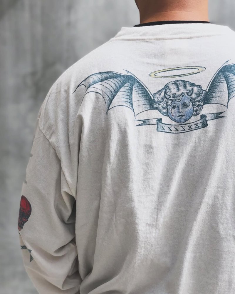 Vintage Angel Wings White Long Sleeve Graphic Tee view
