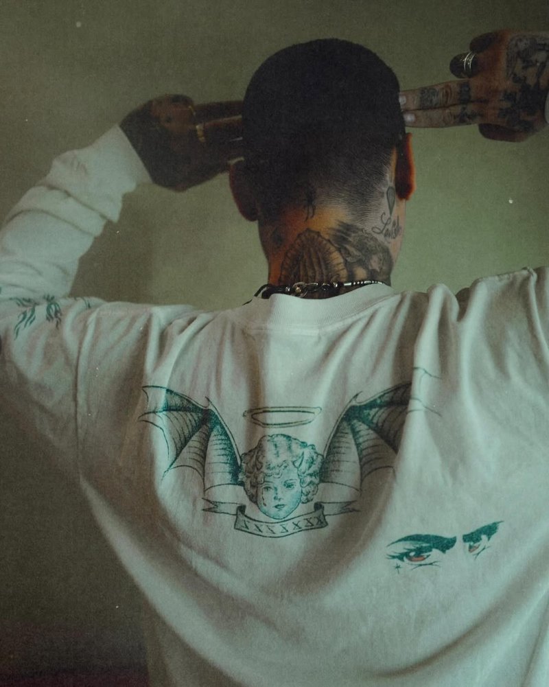 Vintage Angel Wings White Long Sleeve Graphic Tee view
