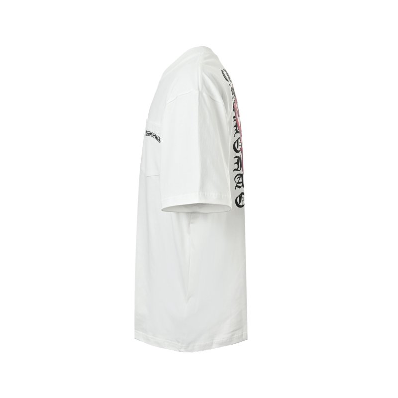 Chrome Hearts White T-Shirt with Burgundy Gothic Cross Print view