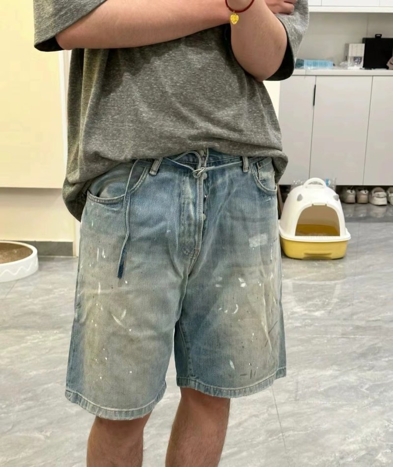 Light Wash Distressed Denim Shorts view