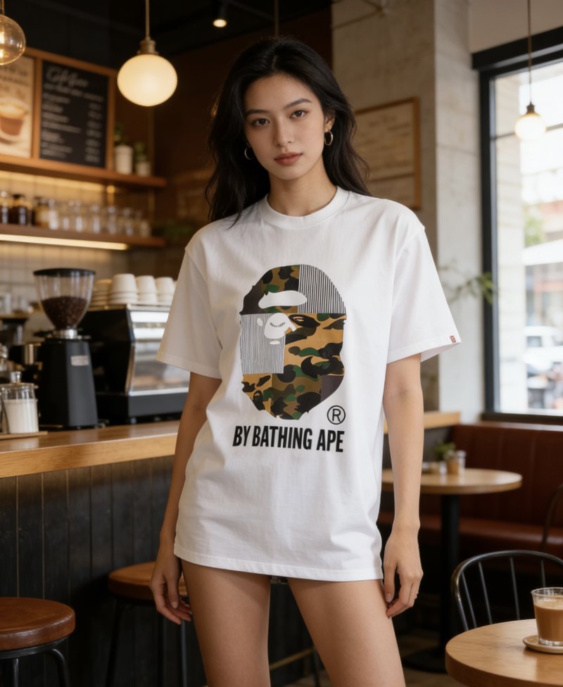 A Bathing Ape Camo Head White T-Shirt