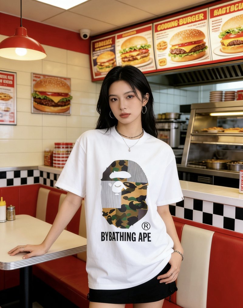 A Bathing Ape Camo Head White T-Shirt view