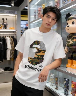A Bathing Ape Camo Head White T-Shirt view 3