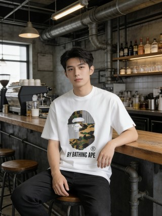 A Bathing Ape Camo Head White T-Shirt view 5