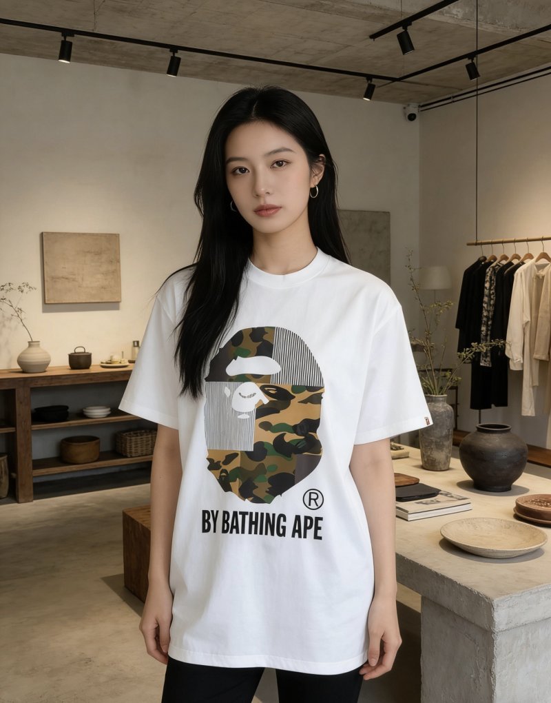 A Bathing Ape Camo Head White T-Shirt view