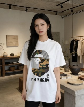 A Bathing Ape Camo Head White T-Shirt view 6