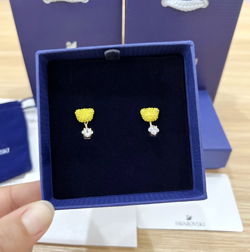 Swarovski Teddy Gold Crystal Bear Stud Earrings view