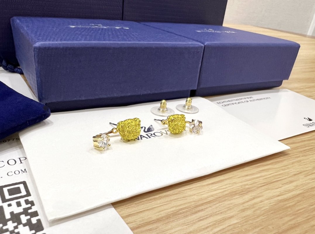 Swarovski Teddy Gold Crystal Bear Stud Earrings view
